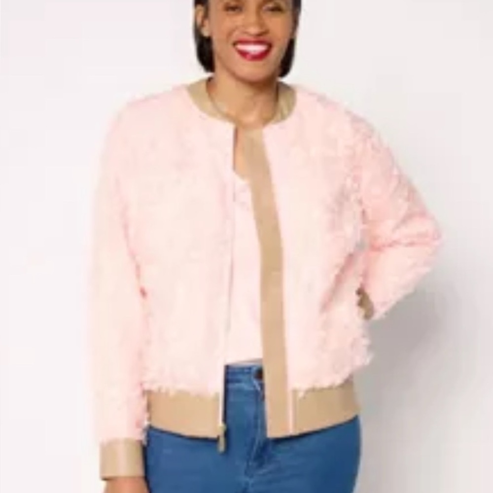 Mally Roncal Rosebud Textured Bomber Jacket L